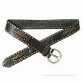 Vintage Belt with Brushed Metal Buckle and Rivets, Available in Various Colors and Styles